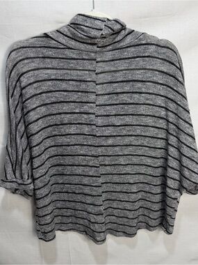 Say Anything black & gray horizontal striped cowl neck crop top